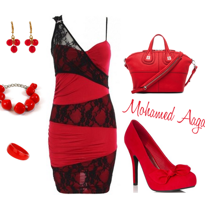 مدل لباس کیف و کفش زنانه قرمز رنگ